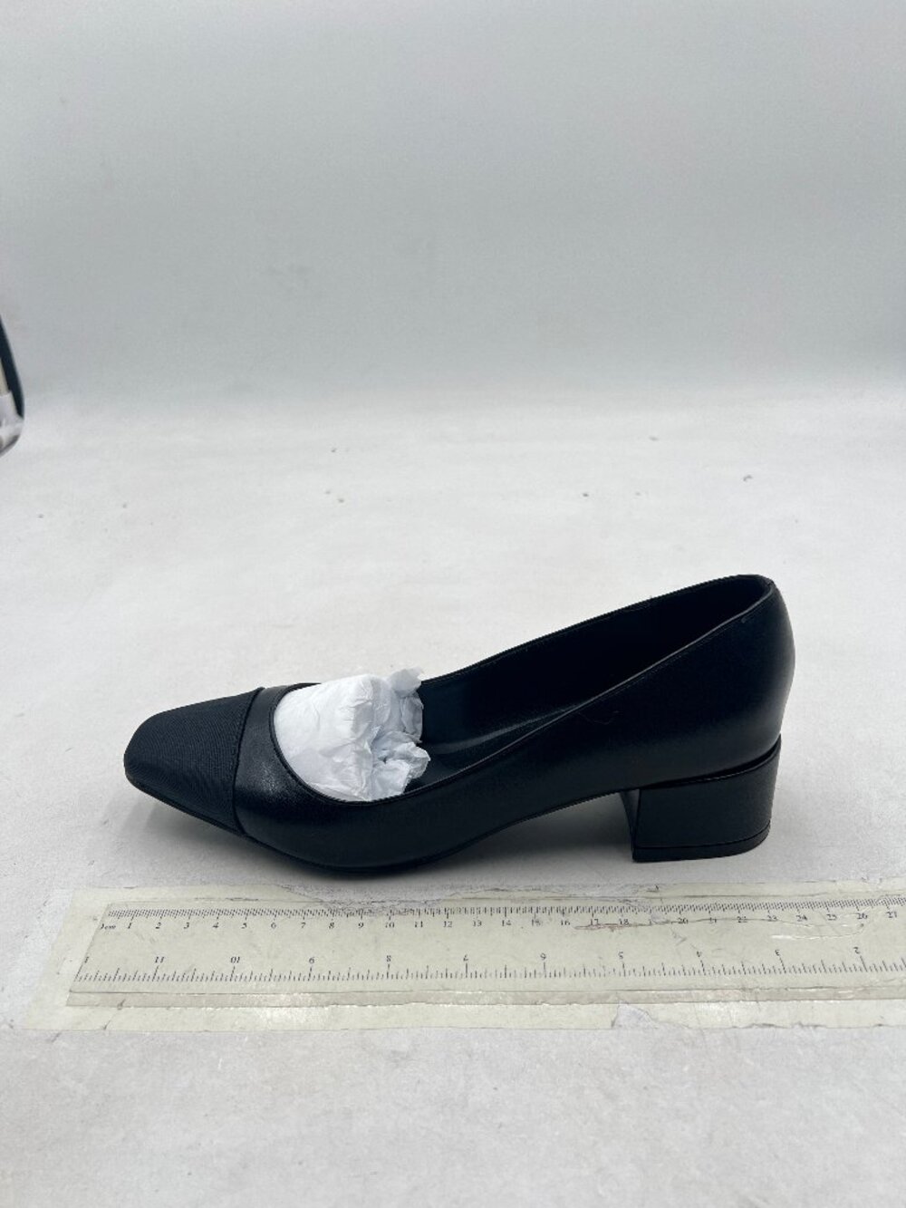 FOWT Black Women Classic Square Toe Pumps Slip on Chunky Low Heel Work Shoes